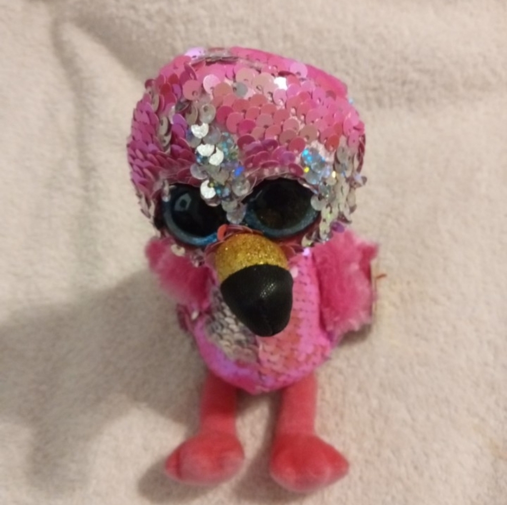 Ty Flippables Pink Flamingo With Sequin